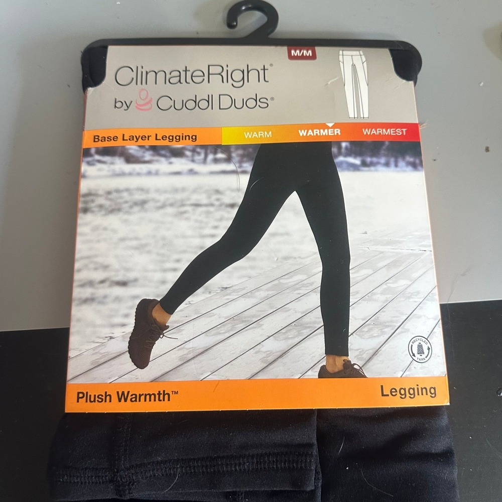 ClimateRight by Cuddl Duds Plush Warmth Black Leggings with Pocket Medium M/M